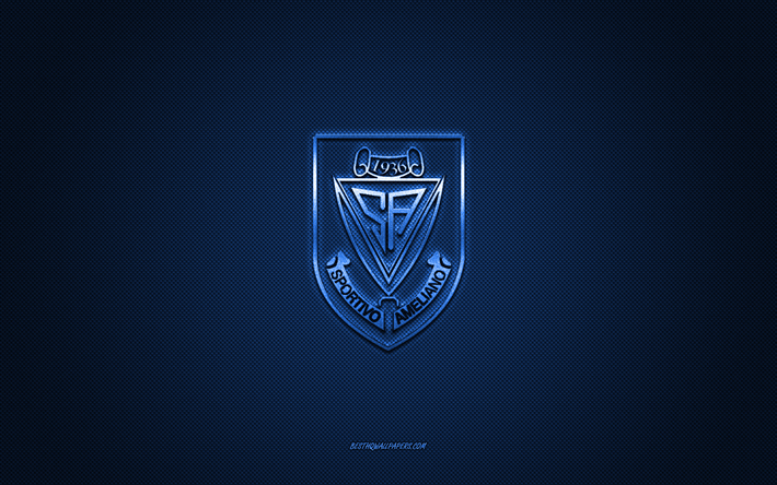 sportivo ameliano, paraguayischer fu&#223;ballverein, blaues logo, blauer kohlefaserhintergrund, paraguayische primera division, fu&#223;ball, asuncion, paraguay, sportivo ameliano-logo