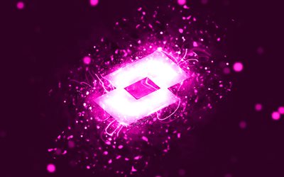 lotto violetti logo, 4k, purppura neon valot, luova, violetti abstrakti tausta, lotto logo, tuotemerkit, lotto