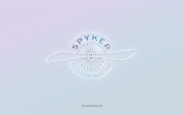 logotipo de spyker, texto 3d recortado, fondo blanco, logotipo de spyker 3d, emblema de spyker, spyker, logotipo en relieve, emblema de spyker 3d