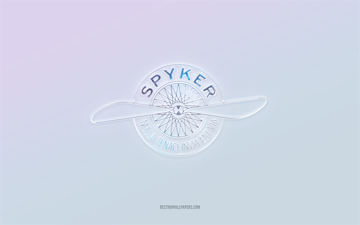 spyker-logo, leikattu 3d-teksti, valkoinen tausta, spyker 3d-logo, spyker-tunnus, spyker, kohokuvioitu logo, spyker 3d-tunnus