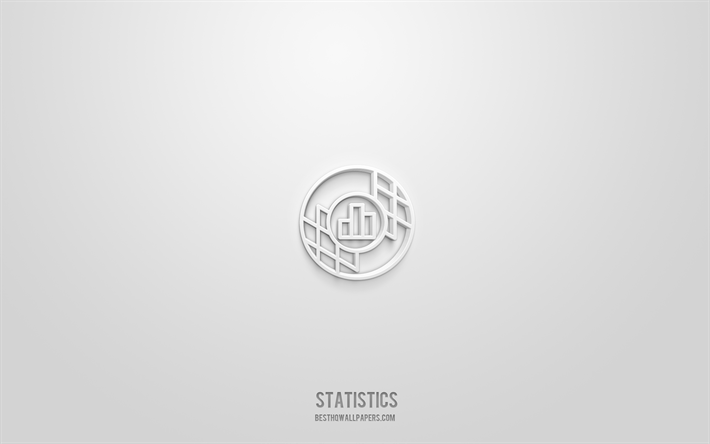 statistiche icona 3d, sfondo bianco, simboli 3d, statistiche, icone di affari, icone 3d, segno di statistiche, icone di affari 3d