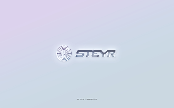 steyr logotyp, utskuren 3d text, vit bakgrund, steyr 3d logotyp, steyr emblem, steyr, pr&#228;glad logotyp, steyr 3d emblem