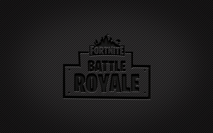 Fortnite Battle Royale carbon logo, 4k, grunge art, carbon background, creative, Fortnite Battle Royale black logo, games brands, Fortnite Battle Royale logo, Fortnite Battle Royale