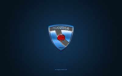 HNK Gorica, Croatian football club, blue logo, blue carbon fiber background, Prva HNL, football, Velika Gorica, Croatia, HNK Gorica logo