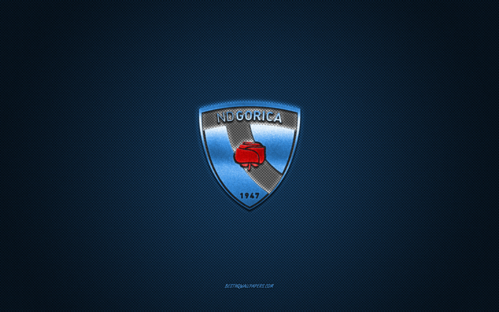 hnkゴリツァ, クロアチアのサッカークラブ, 青いロゴ, 青い炭素繊維の背景, prva hnl, フットボール, ヴェリカゴリカ, クロアチア, hnkゴリツァのロゴ