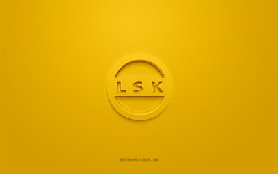Lillestrom SK, creative 3D logo, yellow background, Eliteserien, 3d emblem, Norwegian football club, Norway, 3d art, football, Lillestrom SK 3d logo