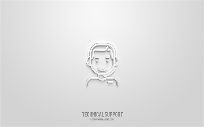 soporte t&#233;cnico icono 3d, fondo blanco, s&#237;mbolos 3d, soporte t&#233;cnico, iconos de negocios, iconos 3d, signo de soporte t&#233;cnico, iconos de negocios 3d