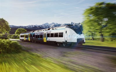 シーメンスミレオプラスh, 4k, 水素トレイン, 2022年の列車, シーメンスモビリティ, 水素を動力源とする列車, 旅客輸送, 鉄道, モーションブラー, シーメンス