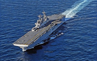 uss kearsarge, 4k, vektorkonst, lhd-3, amfibiska anfallsfartyg, united states navy, us army, abstrakta fartyg, slagskepp, us navy, wasp-class, uss kearsarge lhd-3
