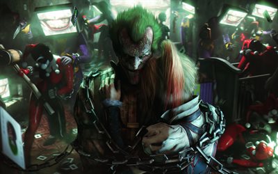 4k, Harley Quinn, le Joker, fan art, supervillain, de l&#39;obscurit&#233;, DC Comics
