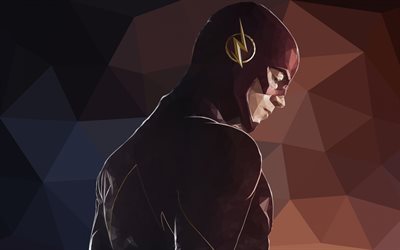 Flash, s&#252;per kahraman, sanat, soyutlama, geometrik sanat portre Barry Allen