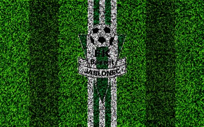 FC Jablonec, 4k, logo, football lawn, white green lines, Czech football club, grass texture, 1 Liga, Jablonec nad Nisou, Czech Republic, Czech First League, football
