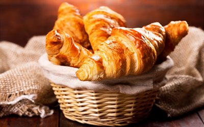 croissants, boller&#237;a francesa, productos de panader&#237;a, desayuno conceptos, pasteler&#237;a