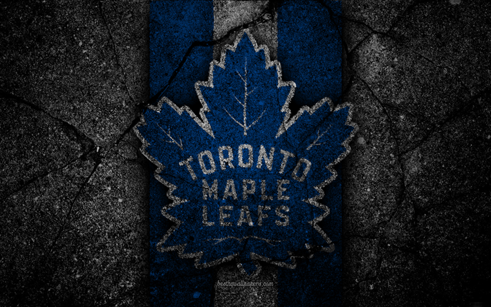 4k, Toronto Maple Leafs, logo, hockey club, NHL, musta kivi, It&#228;isen Konferenssin, USA, Asfaltti rakenne, j&#228;&#228;kiekko, Atlantin Divisioona