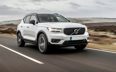 Volvo XC40, 2018, compact crossover, 4k, front view, exterior, new white XC40, Swedish cars, Volvo