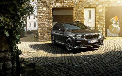 BMW X3, 2018 ACS3, preto crossover, vista frontal, exterior, ajuste X3, AC Schnitzer, novo preto X3, Carros alem&#227;es, BMW