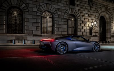 Battista Pininfarina, 2019, vue de c&#244;t&#233;, gris supercar, la nuit, les voitures exclusives, Pininfarina