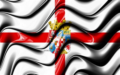 Almeria bayrağı, 4k, İspanya İllere, il&#231;elere, Almeria Bayrağı, 3D sanat, Almeria, İspanya iller, Almeria 3D bayrak, İspanya, Avrupa