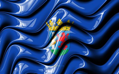 Badajoz bandeira, 4k, Prov&#237;ncias da Espanha, distritos administrativos, Bandeira de Badajoz, Arte 3D, Badajoz, prov&#237;ncias espanholas, Badajoz 3D bandeira, Espanha, Europa