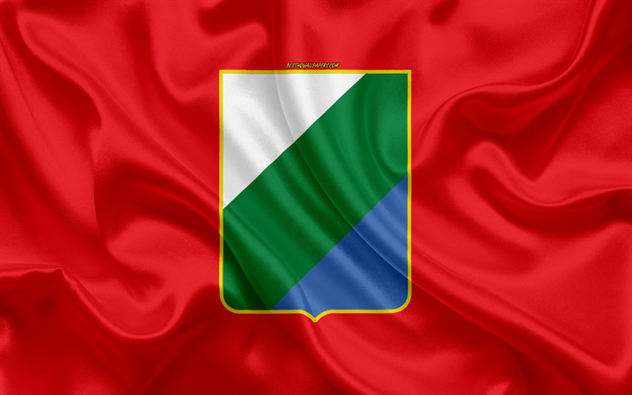 Bandiera dell&#39;Abruzzo, 4k, seta, texture, Abruzzo, bandiera, Regioni d&#39;Italia, bandiera italiana, Abruzzese, Italia