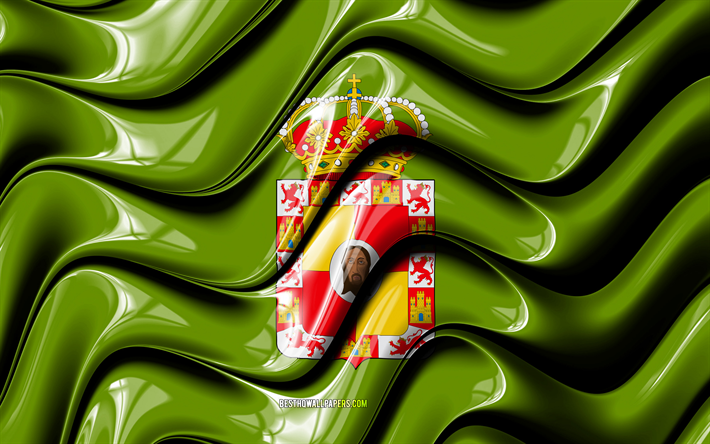 Jaen bandiera, 4k, Province di Spagna, i distretti amministrativi, Bandiera di Jaen, 3D arte, Jaen, province spagnole, Jaen 3D, bandiera, Spagna, Europa