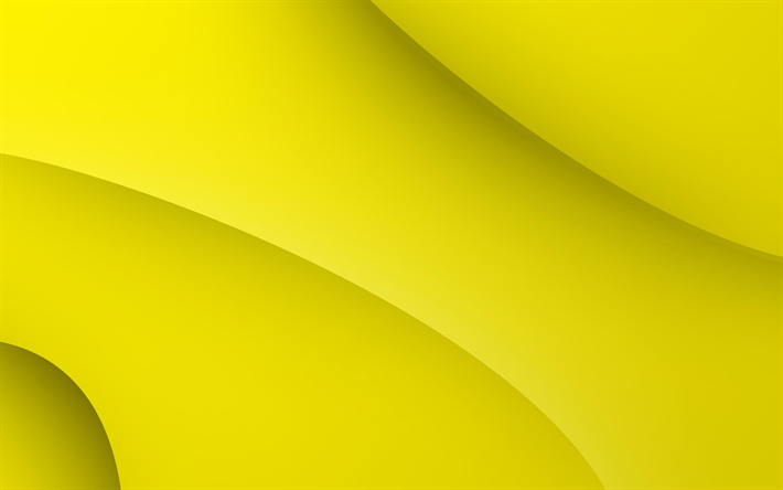 yellow wavy background, abstract waves, creative, yellow backgrounds, yellow waves