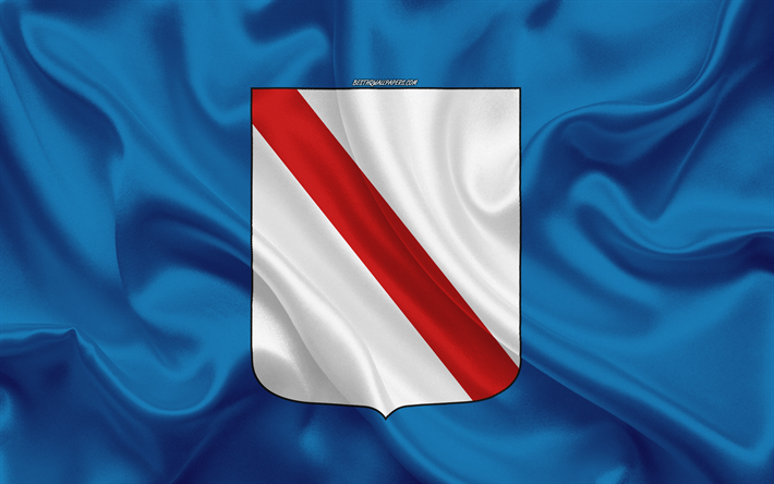 Bandiera della Campania, 4k, seta, texture, Campania, bandiera, Regioni d&#39;Italia, bandiera italiana, Campania bandiera, Italia