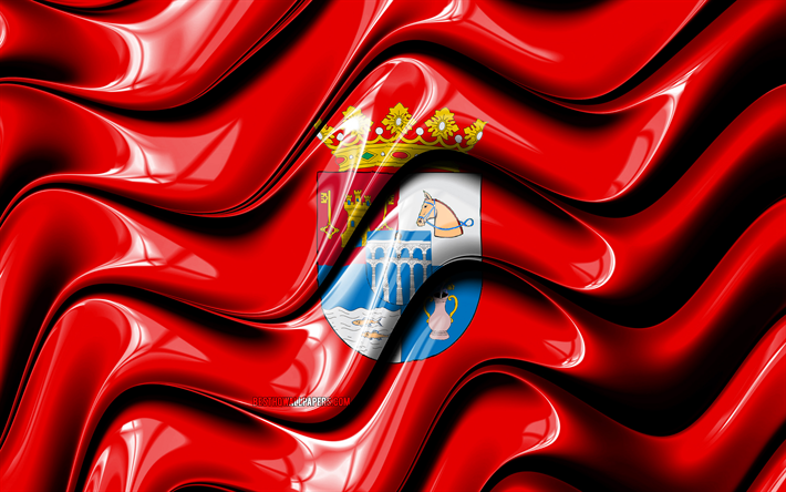 سيغوفيا العلم, 4k, مقاطعات إسبانيا, المناطق الإدارية, العلم من سيغوفيا, الفن 3D, سيغوفيا, المقاطعات الأسبانية, سيغوفيا 3D العلم, إسبانيا, أوروبا