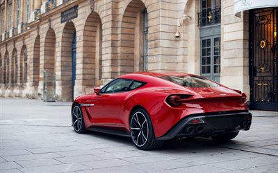 Aston Martin Zagato, 2019, rear view, red supercar, British luxury cars, Aston Martin
