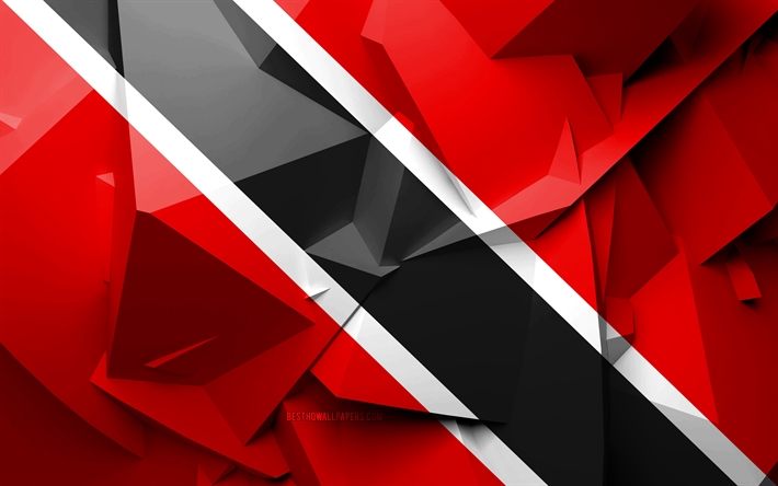 4k, Lipun Trinidad ja Tobago, geometrinen taide, Pohjois-Amerikan maissa, Trinidad ja Tobagon lippu, luova, Trinidad ja Tobago, Pohjois-Amerikassa, Trinidad ja Tobago 3D flag, kansalliset symbolit