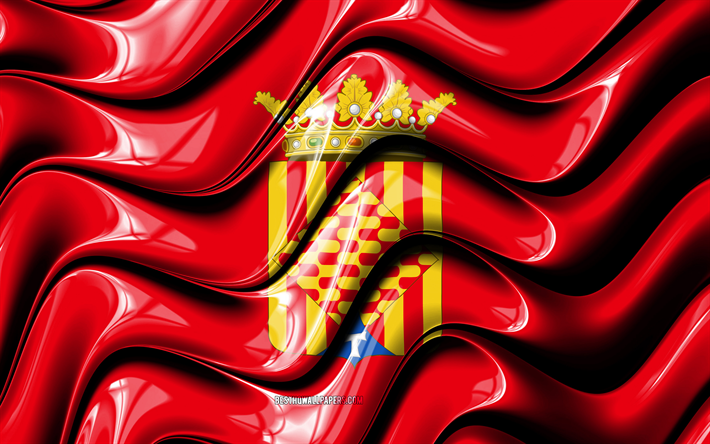 Tarragona flag, 4k, Provinces of Spain, administrative districts, Flag of Tarragona, 3D art, Tarragona, spanish provinces, Tarragona 3D flag, Spain, Europe