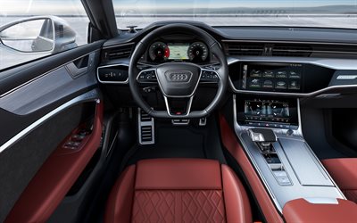 Audi S7 Sportback, 2019, sis&#228;ll&#228; n&#228;kym&#228;, sisustus, uusi S7, saksan urheilu autoja, Audi