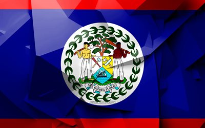 4k, Flag of Belize, geometric art, North American countries, Belizean flag, creative, Belize, North America, Belize 3D flag, national symbols