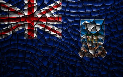 Falkland Adaları, 4k, 3D bayrak toprak bayrak Falkland Adaları, G&#252;ney Amerika, Falkland Adaları Bayrak, 3D sanat, G&#252;ney Amerika &#252;lkeleri, ulusal semboller, &#231;atlak