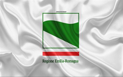 Lipun Emilia-Romagna, 4k, silkki tekstuuri, Emilia-Romagna, silkki lippu, Emilia-Romagna lippu, Italia, hallinnollinen alue
