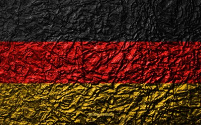 Flag of Germany, 4k, stone texture, waves texture, German flag, national symbol, Germany, Europe, stone background