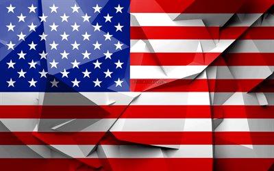 4k, Flag of USA, geometric art, United States of America, North American countries, American flag, creative, USA, North America, USA 3D flag, national symbols, US flag