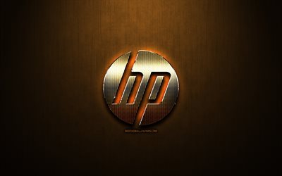 hp glitter-logo, creative, hewlett-packard, bronze, metall, hintergrund, hp-logos, - marken, - hp