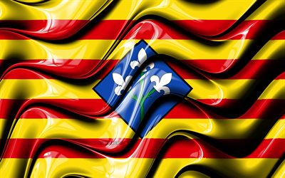 Lleida flag, 4k, Provinces of Spain, administrative districts, Flag of Lleida, 3D art, Lleida, spanish provinces, Lleida 3D flag, Spain, Europe