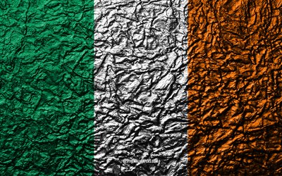 Drapeau de l&#39;Irlande, 4k, texture de pierre, les vagues de la texture, drapeau Irlandais, symbole national, en Irlande, en Europe, la pierre d&#39;arri&#232;re-plan