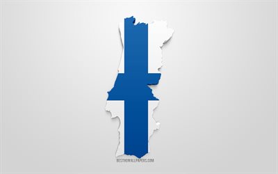 3d drapeau de la Finlande, de la silhouette de la carte de la Finlande, art 3d, drapeau finnois, en Europe, de la Finlande, de la g&#233;ographie, de la Finlande 3d silhouette