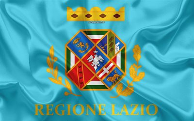 Bandeira da Lazio, 4k, textura de seda, Lazio, seda bandeira, Regi&#245;es da It&#225;lia, Territ&#243;rio italiano bandeira, Lazio bandeira, It&#225;lia, &#225;rea administrativa