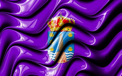 Corunha bandeira, 4k, Prov&#237;ncias da Espanha, distritos administrativos, Bandeira de Corunha, Arte 3D, Corunha, prov&#237;ncias espanholas, Corunha 3D bandeira, Espanha, Europa
