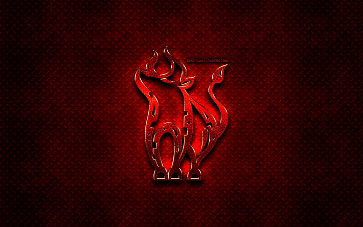 Download wallpapers Ox red animals signs chinese zodiac Chinese