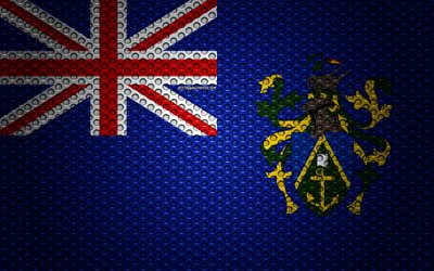 Lipun Pitcairnin, 4k, creative art, metalli mesh rakenne, Pitcairnin lippu, kansallinen symboli, Pitcairn Islands, Oseania, liput Oseania maissa