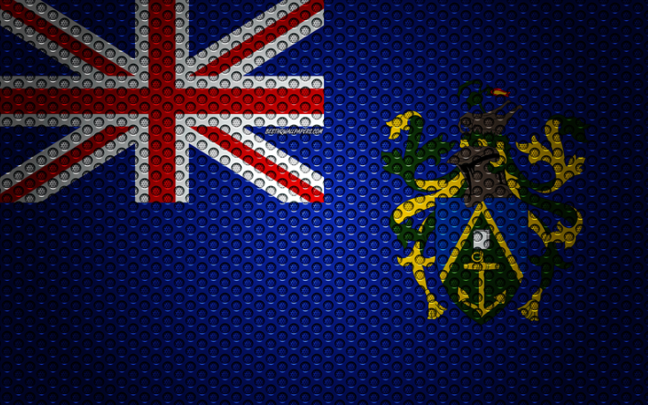 علم جزر بيتكيرن, 4k, الفنون الإبداعية, شبكة معدنية الملمس, جزر بيتكيرن العلم, الرمز الوطني, جزر بيتكيرن, أوقيانوسيا, أعلام بلدان أوقيانوسيا