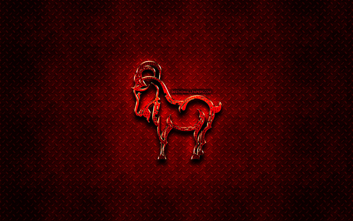Download wallpapers Goat red animals signs chinese zodiac Chinese