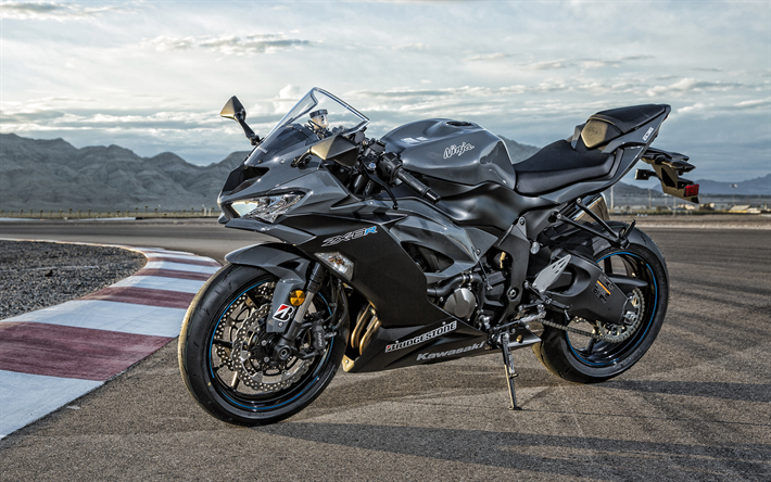 2019, A Kawasaki Ninja ZX-6R, preto moto esporte, nova moto de corrida, japon&#234;s sportbikes, novo preto ZX-6R, Kawasaki