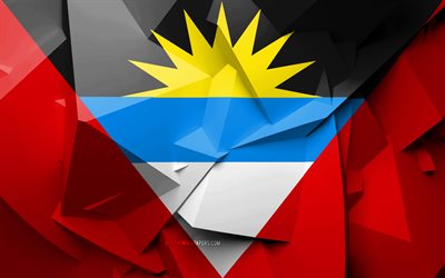 4k, Flag of Antigua and Barbuda, geometric art, North American countries, Antigua and Barbuda flag, creative, Antigua and Barbuda, North America, Antigua and Barbuda 3D flag, national symbols