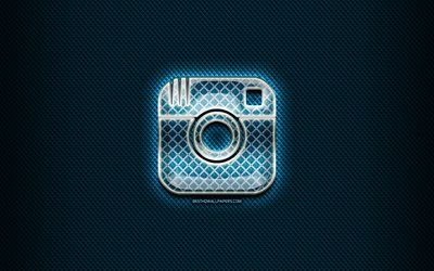 instagram glas-logo, blauer hintergrund, grafik -, instagram -, marken -, instagram rhombus-logo, kreativ, instagram logo